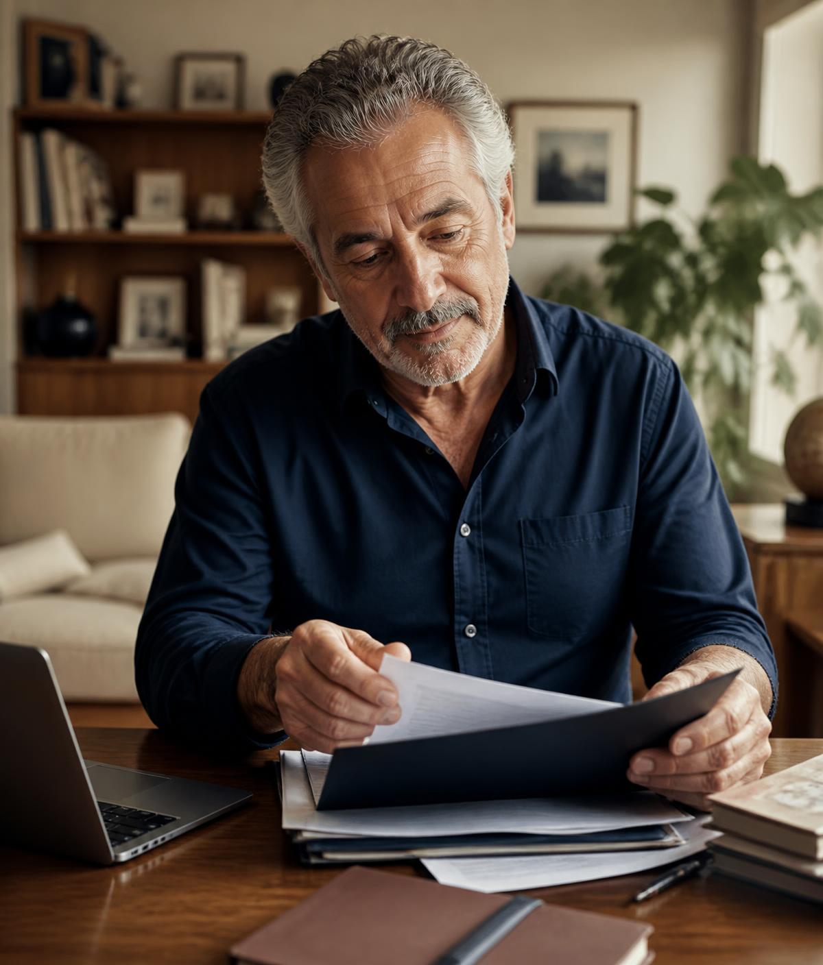 Proprietario che consulta contratti e ricevute archiviati